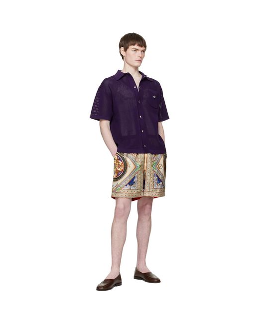 Casablanca Black 'Plafond Orne De Musique' Silk Shorts for men