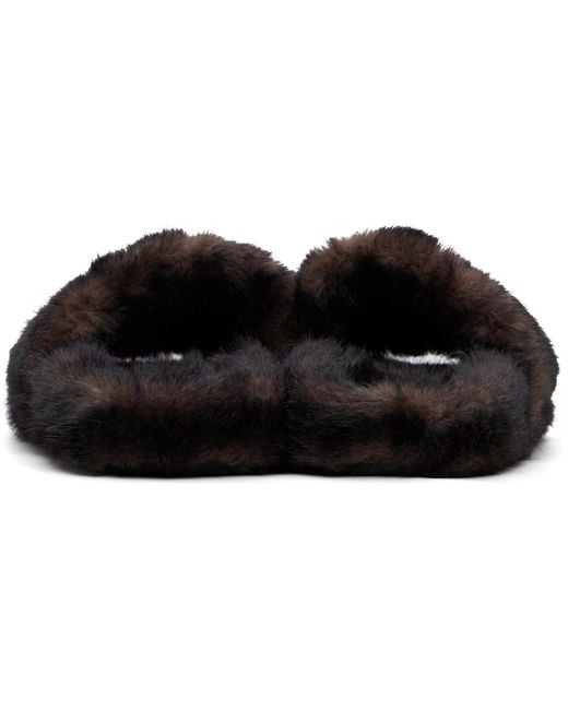 Balenciaga Black Furry Slides