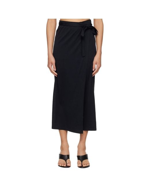 Totême Black Wrap Midi Skirt