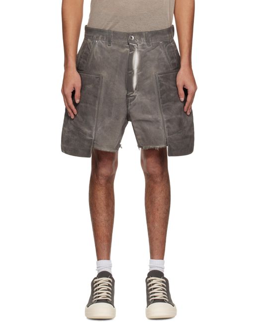 Rick Owens Black Hollywood Stefan Cargo Denim Shorts for men