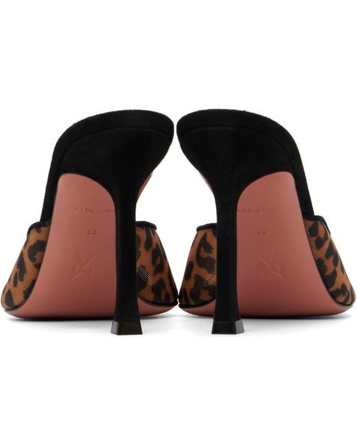 AMINA MUADDI Black Tan & Alexa 95 Mesh Slipper Heeled Sandals