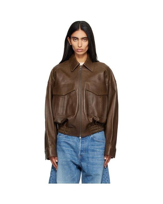 Staud Brown Eugene Leather Jacket