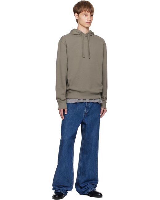 HUGO Multicolor Taupe Cotton-Terry Relaxed-Fit Hoodie for men