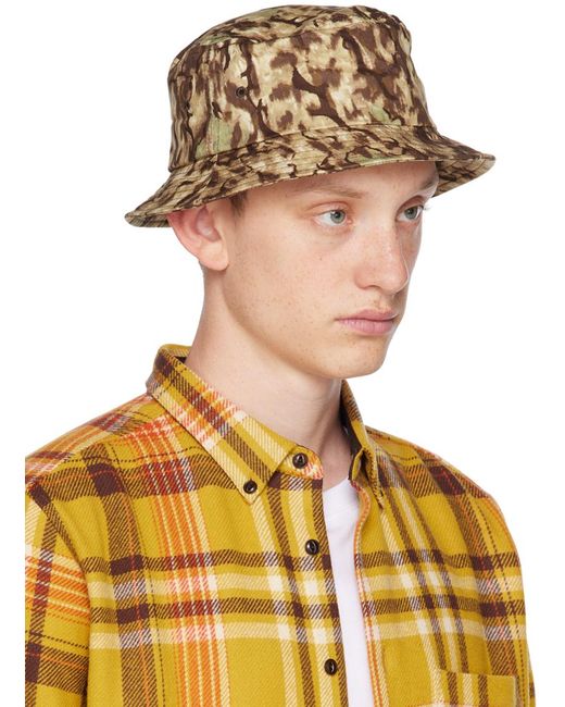 South2 West8 Yellow Horn Camouflage Bucket Hat for men