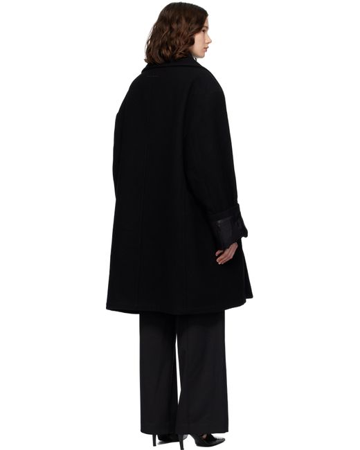 MM6 by Maison Martin Margiela ブラック ウールフェルト ダブルブレスト コート Black
