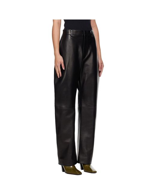 Bottega Veneta Black Rounded Leg Leather Pants