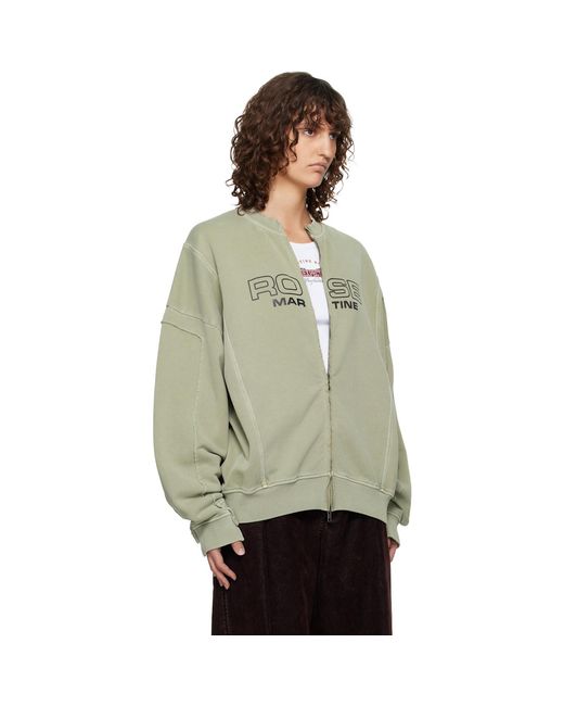 Martine Rose Gray Zip Up Crew Sweatshirt