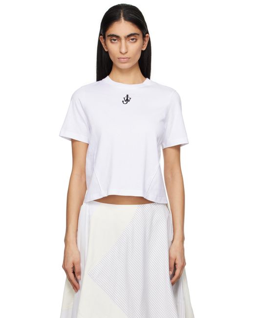 J.W. Anderson ホワイト Anchor ロゴ クロップド パネル Tシャツ White