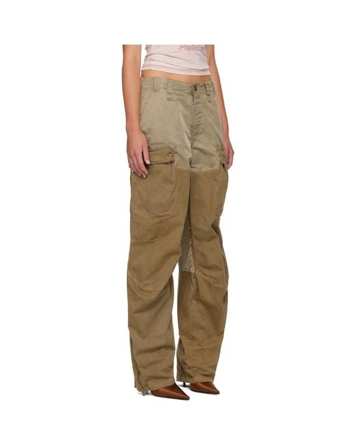 DIESEL Green Khaki Cotton & Nylon Cargo Pants