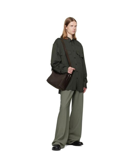 Dries Van Noten Green Flap Pocket Twill Shirt for men