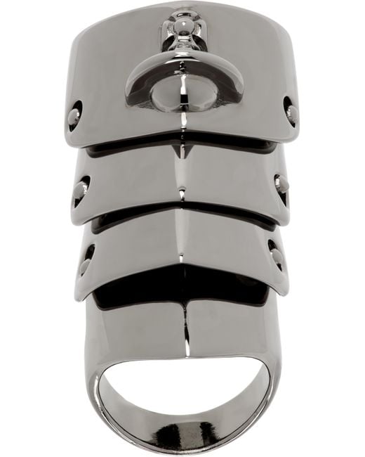 Vivienne Westwood Gray Gunmetal Armour Ring for men