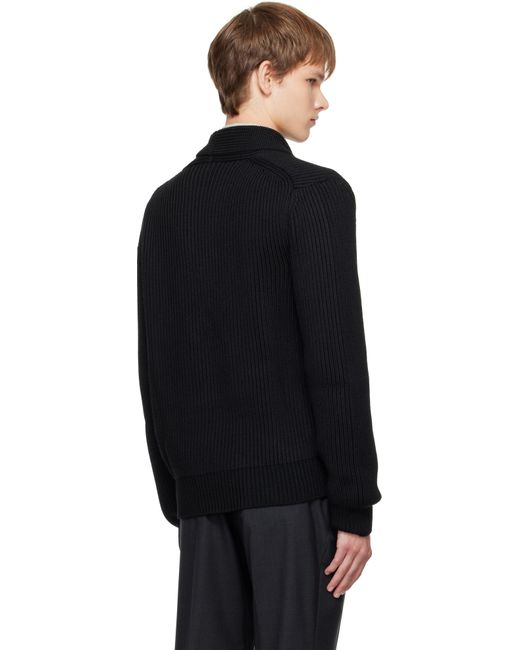Tom Ford Black Wool Silk Shawl Collar Cardigan for men