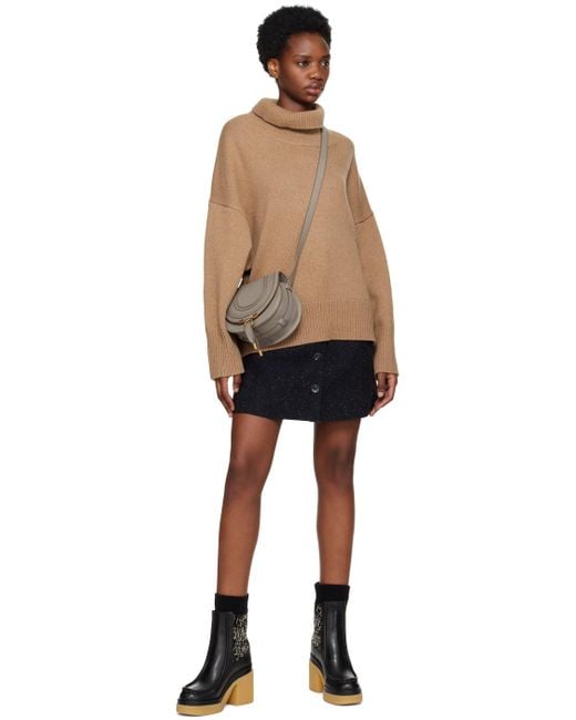 Chloé Brown Gray Small Marcie Saddle Bag