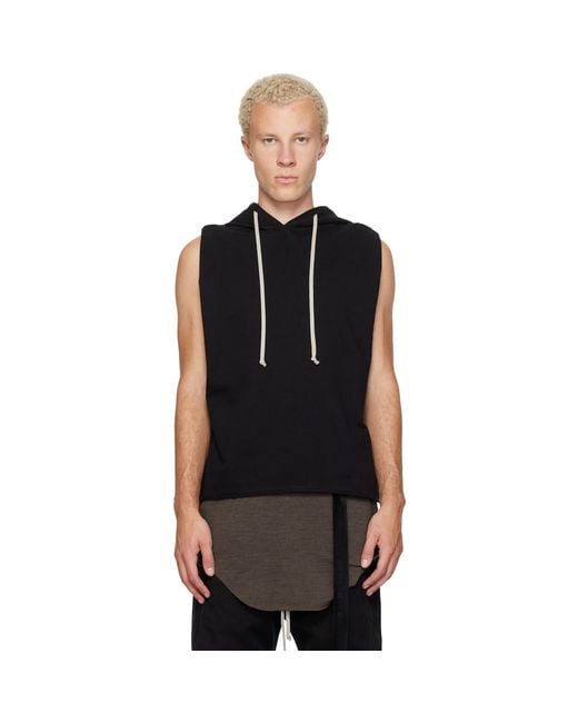 Rick Owens Black Tower Tunic Hoodie for men