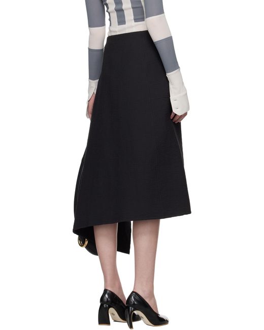 Tory Burch Black Cotton Wrap Midi Skirt
