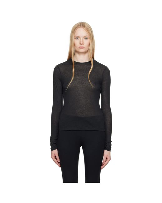 Skims Black Sheer Cotton Long Sleeve T-Shirt