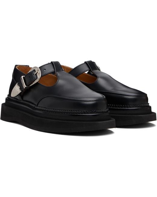 Toga Virilis Black Hard Leather Loafers for men