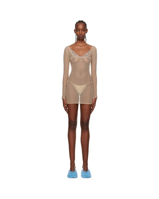 Vaillant Black Ssense Exclusive Tan Sheer Minidress