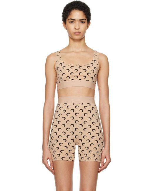 MARINE SERRE Black Moon Printed Jersey Sport Bra