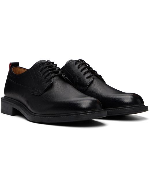 HUGO Black Grained Leather Derbys for men