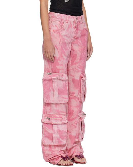 Blumarine Pink Camouflage Denim Cargo Pants