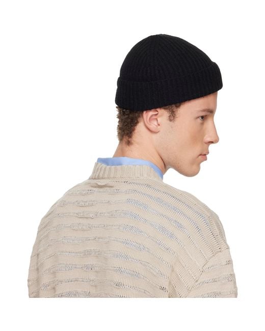 MM6 by Maison Margiela Blue Ribbed Wool Beanie for men