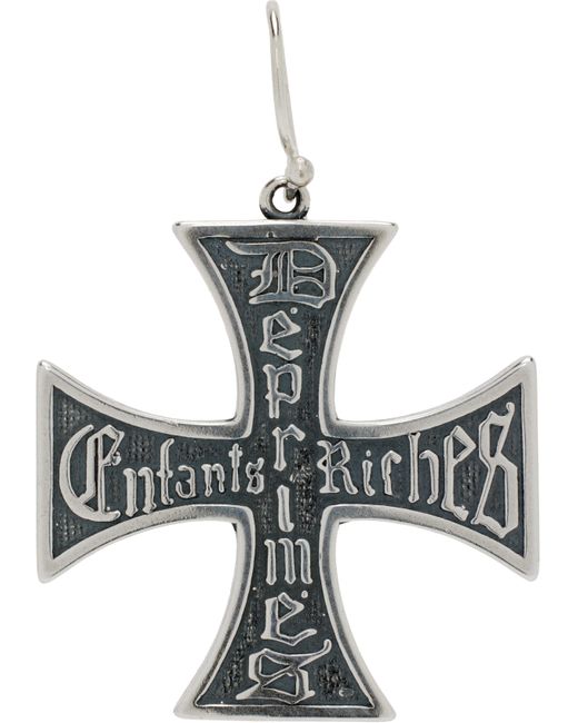 Enfants Riches Deprimes Gray Cross Single Earring for men