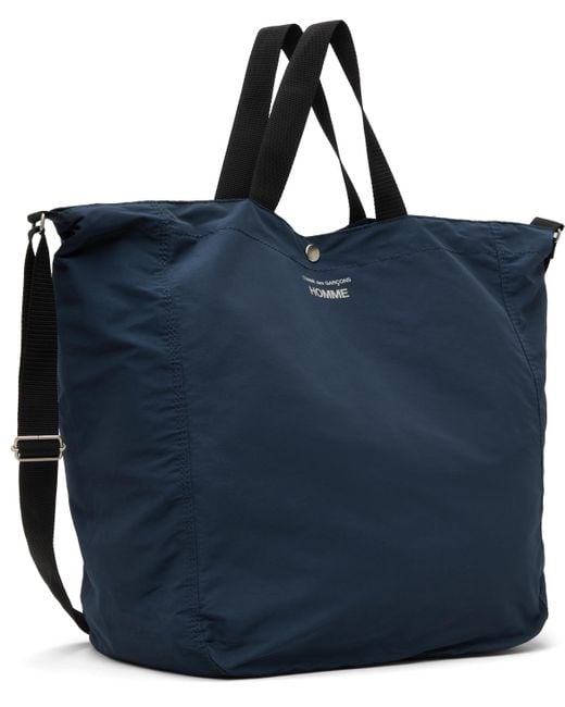 メンズ Comme des Garçons ネイビー グログラン トートバッグ ブルー