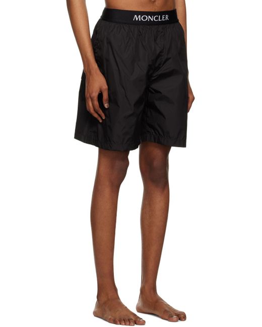 Moncler Black Logo-patch Swim Shorts for men