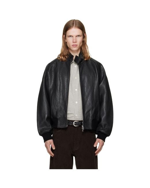 Studio Nicholson Black Over Leather Jacket for men