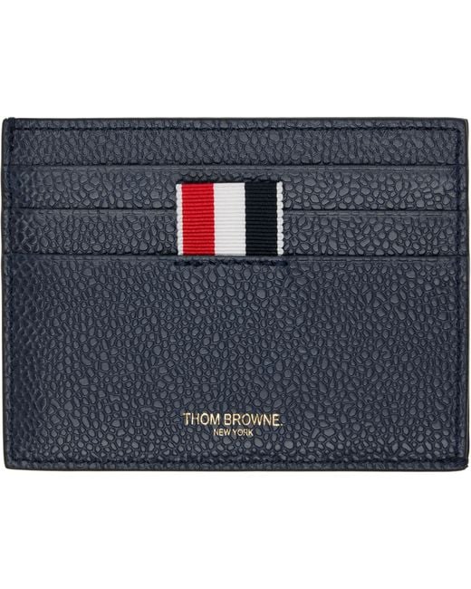 Thom Browne Blue Pebble Grain Note Compartment Card Holder for men