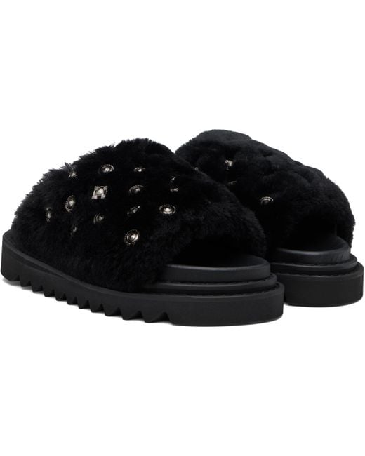 Toga Virilis Black Shearling Sandals for men