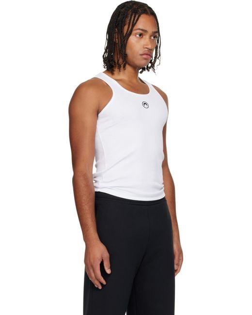 MARINE SERRE White Moon Logo Ribbed Jersey Tank Top for men