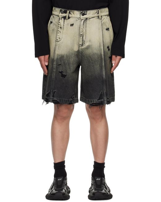 Feng Chen Wang Black Gradient Denim Shorts for men