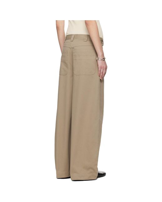 Meta Campania Collective Natural Taupe Egon Wide-Leg Washed Midweight Cotton Trousers