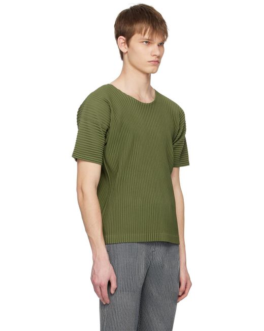Homme Plissé Issey Miyake Green Homme Plissé Issey Miyake Khaki Monthly Color March T-shirt for men