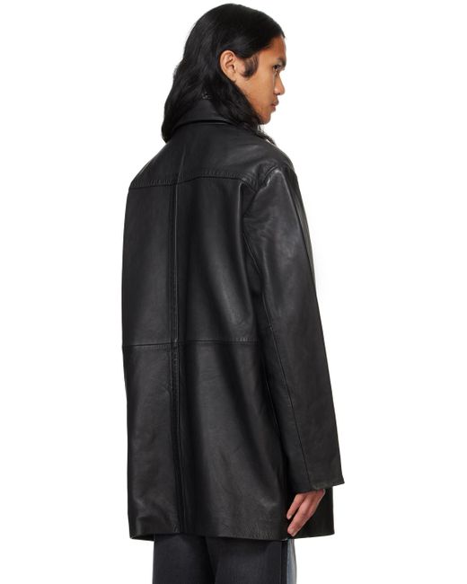 Hope Black Lambskin Leather Button-Front Jacket for men