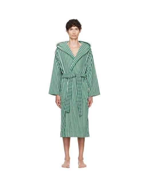 Tekla Green Terry Hooded Bathrobe for men