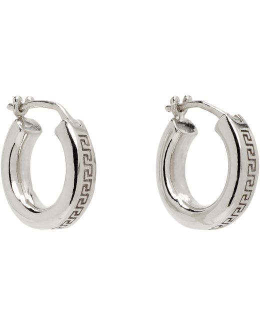 Versace Black Greca Earrings for men