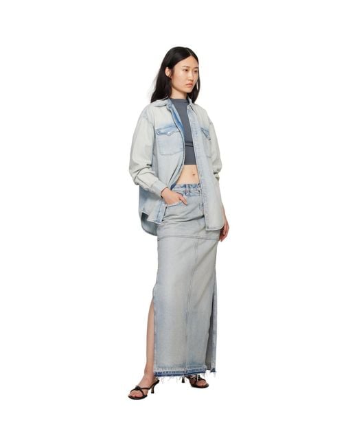 Re/done Black Blue Split Maxi Skirt
