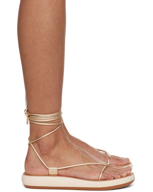 Ancient Greek Sandals Brown Gold Diakopes Comfort Sandals