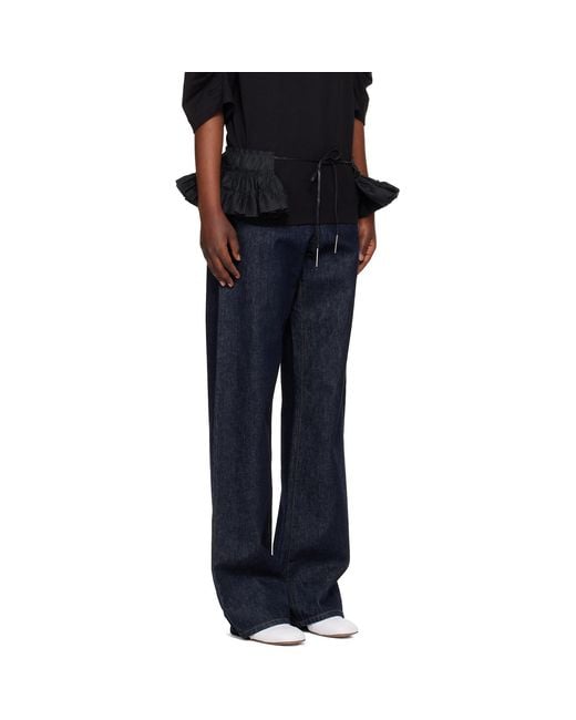 Dries Van Noten Black Ruffled Cotton Waist Belt