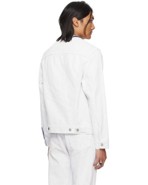 Maison Margiela White Collarless Denim Jacket for men