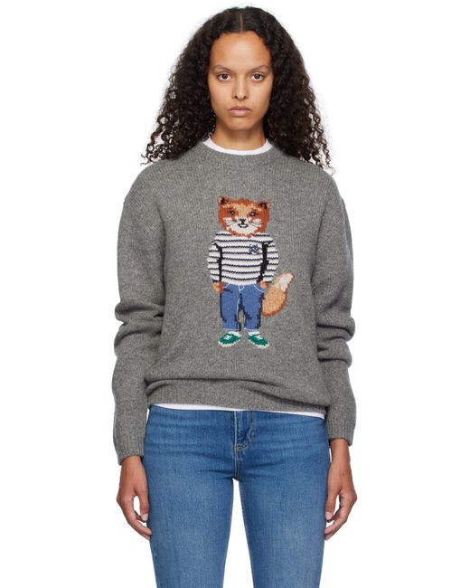 Maison Kitsuné Black Dressed Fox Intarsia Sweater