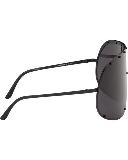 Rick Owens Black Temple Shield Sunglasses