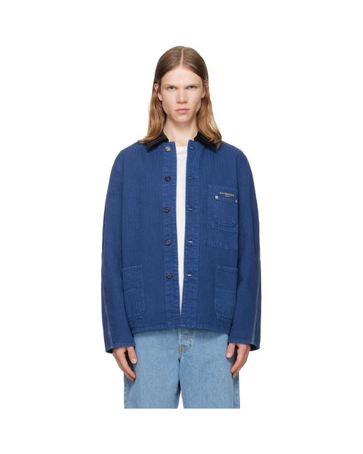Givenchy Blue Couture Seam Herringbone Denim Jacket for men