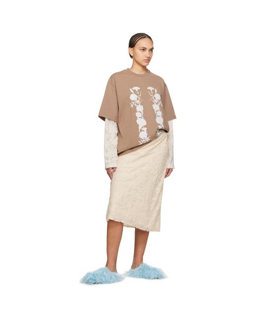 Song For The Mute Natural Off- Shaggy Midi Skirt