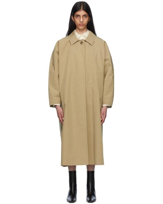 Totême Cotton Beige Open Front Trench Coat in Natural | Lyst