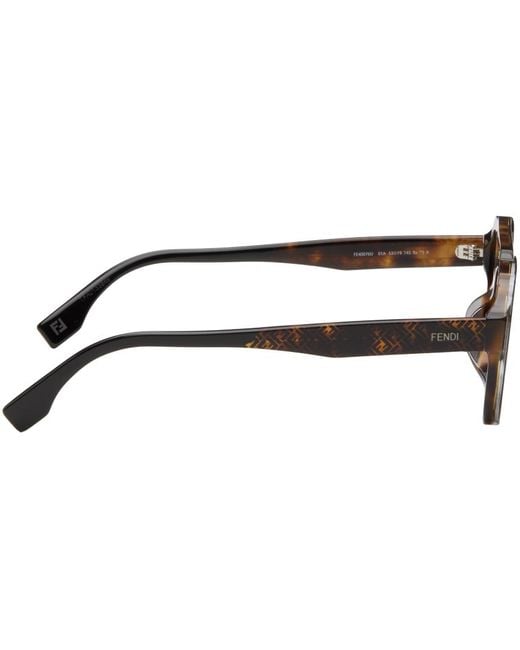 Fendi Black Aviator-style Logo-print Tortoiseshell Acetate Sunglasses for men