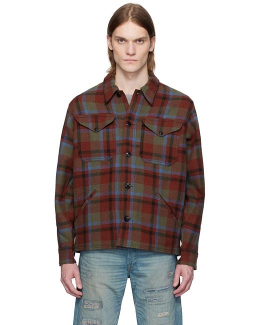 RRL Brown Wool Ace Cruiser Shirt Jacket for men